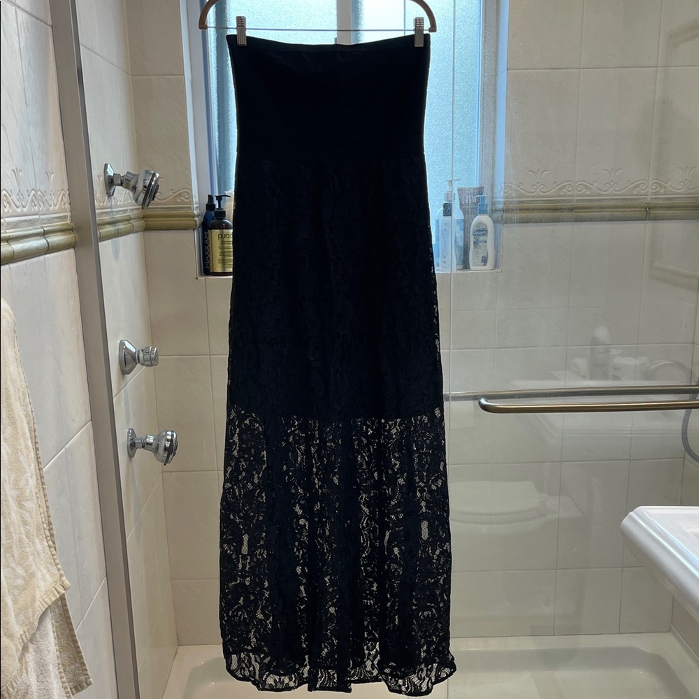 Bebe Black Lace Sheer Maxi Skirt